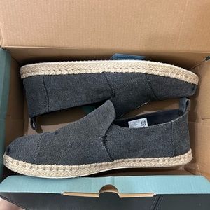 TOMS DECONSTRUCTED ALPARGATA ROPE BLACK WASHED CANVAS SIZE 11
